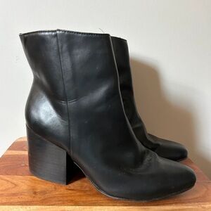 Madden Girl Sleek Black Block Heel Boots